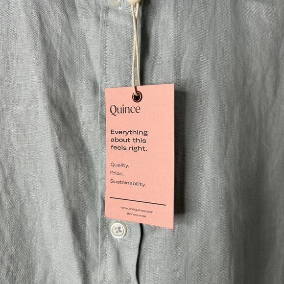 Quince European Linen Button Up Shirt Women’s Large Mist Blue NWT Long Sleeve - Picture 5 of 9